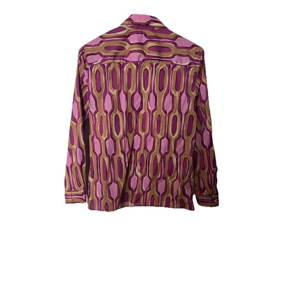 J. McLaughlin Lois Button Front Shirt SMALL Stretch Cotton Mod Retro Print - Picture 2 of 5